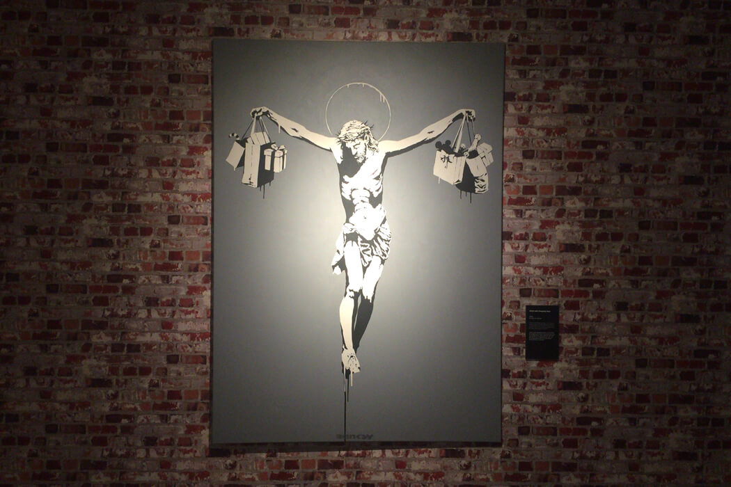 Banksy 'Christ with Shopping Bags' キャンバス作品