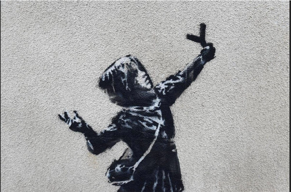バンクシー バレインタインデーに花束を！ | The Art of Banksy